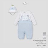  Set bộ quần yếm Nous màu xanh áo dài tay trắng kèm mũ 