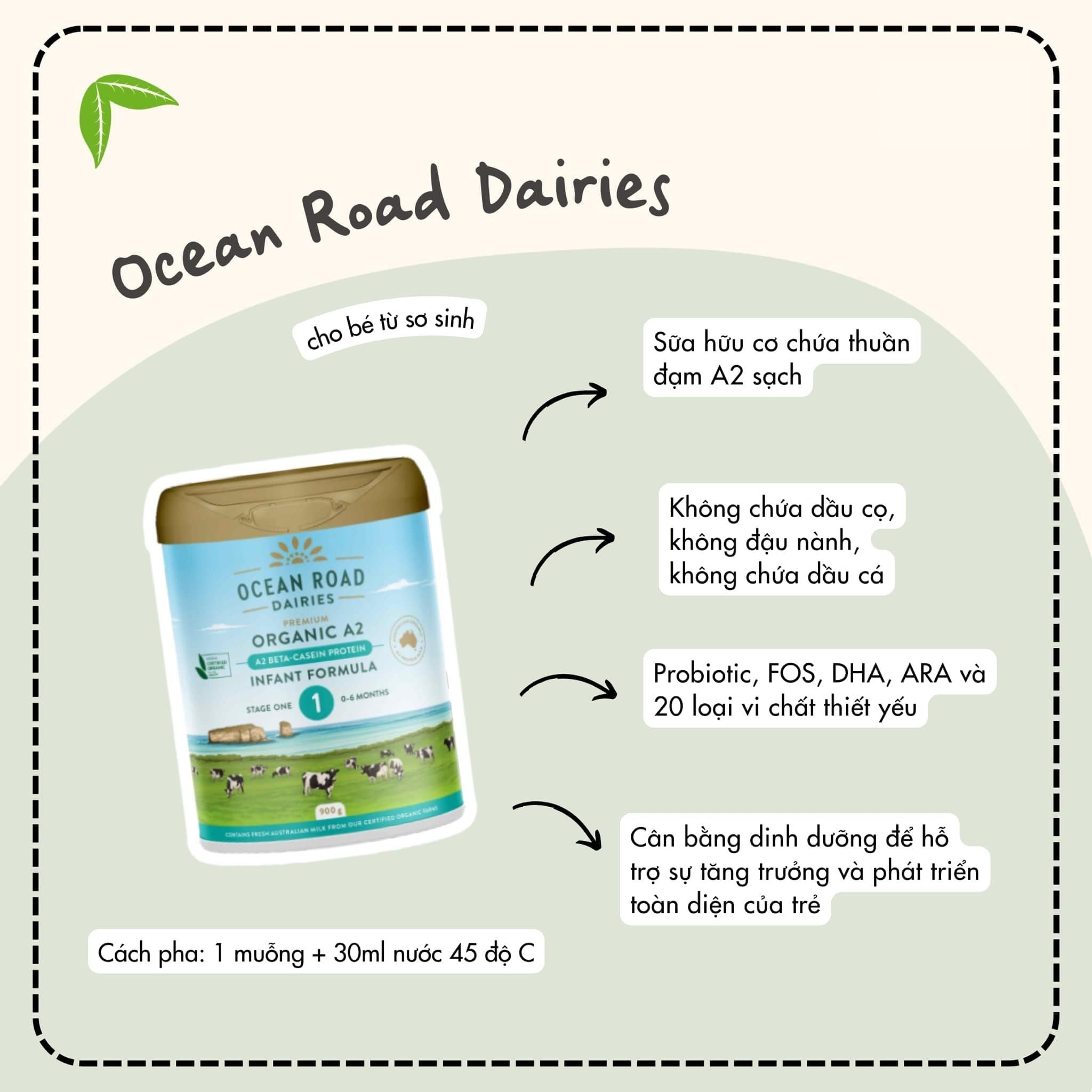  Sữa Ocean Road Dairies Infant Organic A2 Số 2 Cho Bé Từ 6-12 Tháng (900g) 