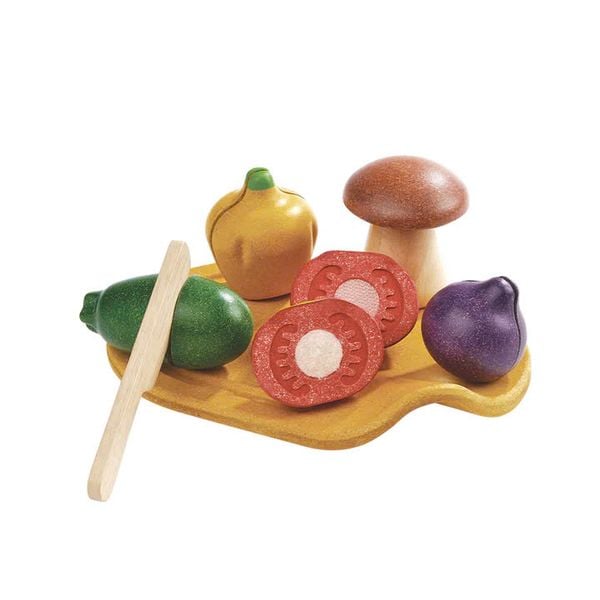  Đồ Chơi Gỗ PlanToys Cắt Rau Củ Assorted Vegetables Cho Bé 18M+ 