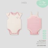  Set 2 bodysuit màu hồng phối be Nous 