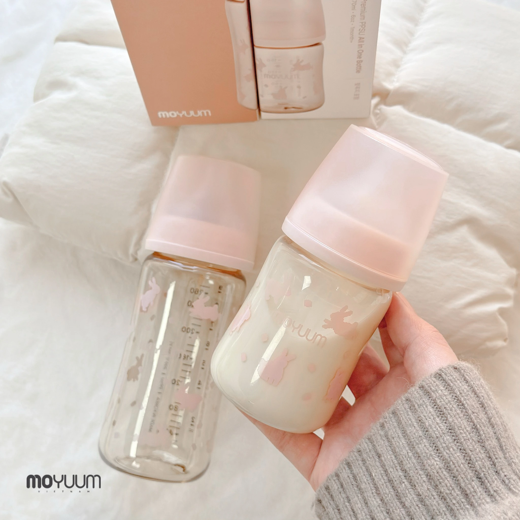  Bình Sữa PPSU Moyuum Thế hệ 3 - Mẫu Thỏ Hồng 