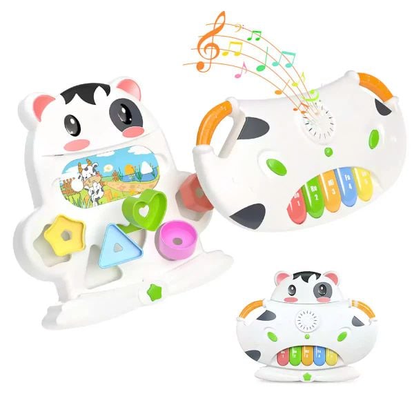  (A) Đồ Chơi Đàn Piano Thả Khối Tumama Kids Hình Bò Sữa 2in1 