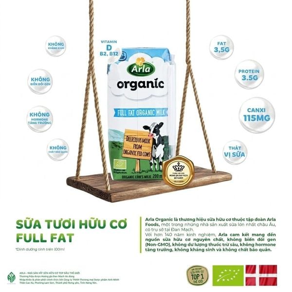  Sữa Tươi Hữu Cơ Arla Full Fat Milk Organic 