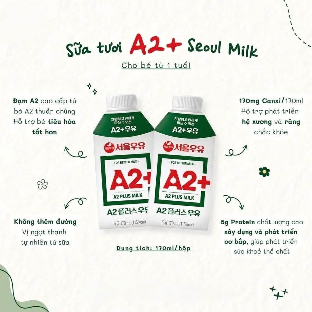  Sữa Đạm A2+ Seoul Milk (170ml) 