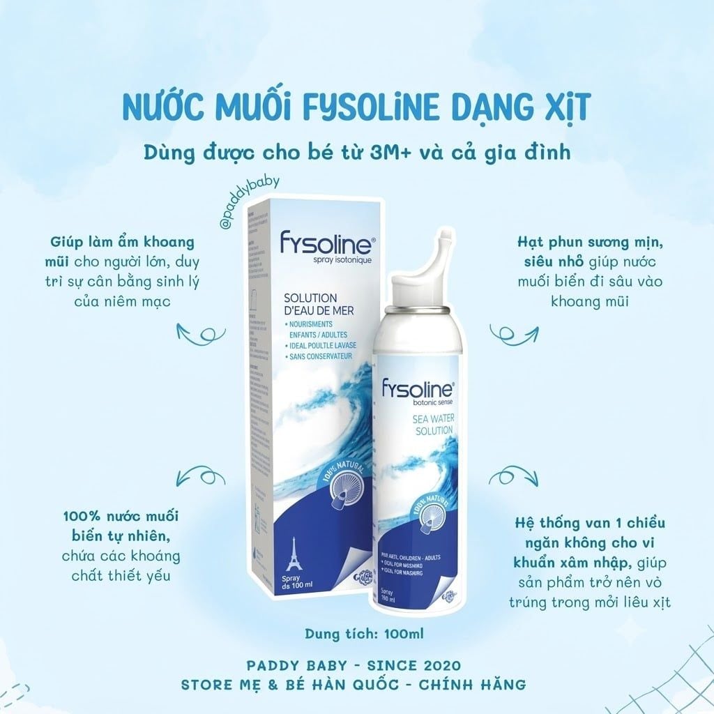  Dung dịch nước muối biển vệ sinh mũi Fysoline 100ml 