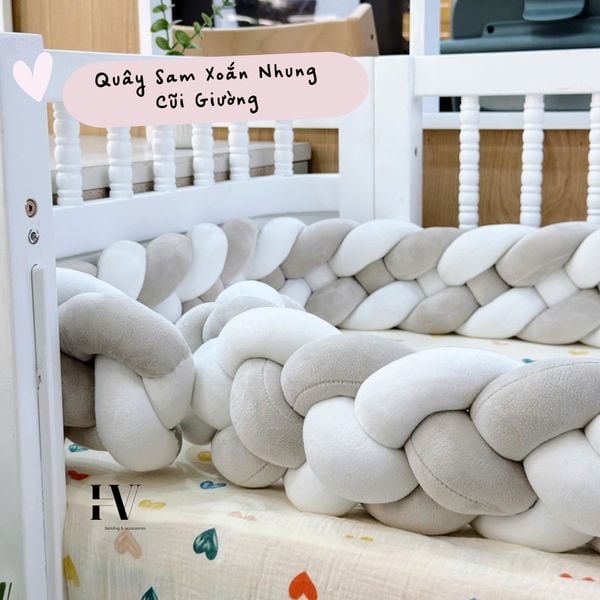  (A) Set 2 Quây Sam Xoắn Nhung Cũi Giường Cho Bé HV Bedding 
