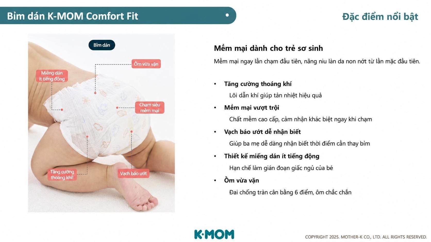 Tã / Bỉm K-MOM Comfort Fit Diapers 