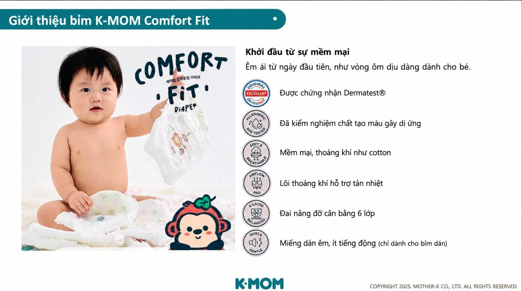  Tã / Bỉm K-MOM Comfort Fit Diapers 