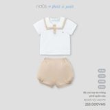  Bộ cộc tay áo trắng phối quần nâu Nous 