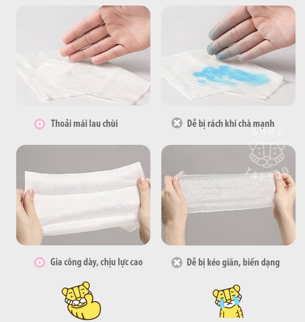  Khăn Giấy Ướt Baby Tattoo Siêu Cao Cấp Cho Bé Chất Vải CASHMERE (90 Miếng) 