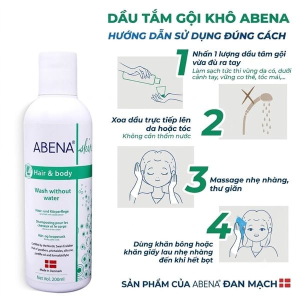  Nước Làm Sạch Không Cần Rửa Lại ABENA Hair & Body Wash (200ml) 