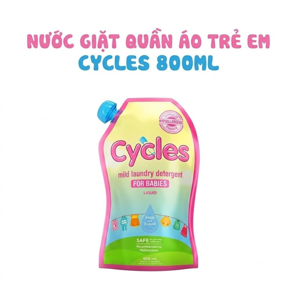  Nước Giặt Quần Áo Trẻ Em Cycles Dạng Túi 