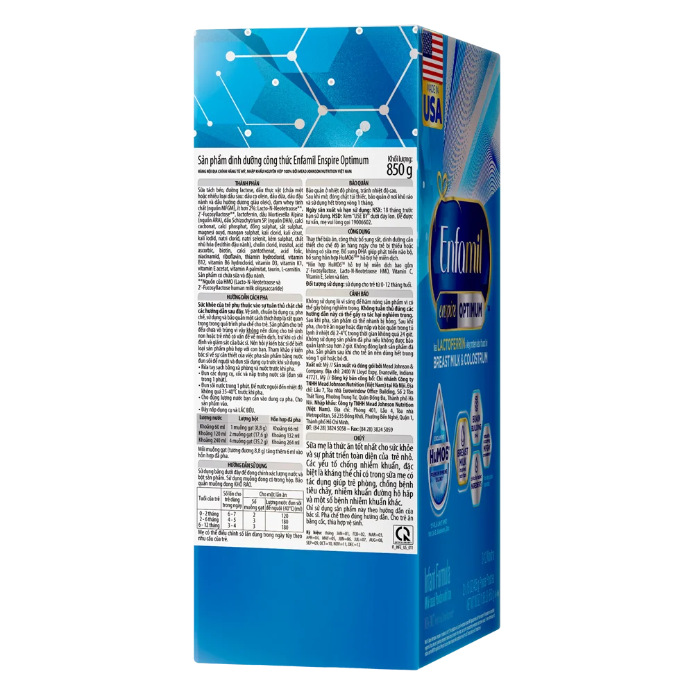  Sữa Enfamil Enspire Optimum 850g (Từ 0-12 tháng) 