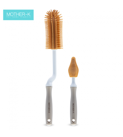  Set 2 cọ rửa bình sữa, núm ti silicone Mother-K Hàn Quốc 