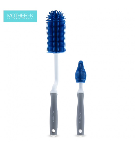  Set 2 cọ rửa bình sữa, núm ti silicone Mother-K Hàn Quốc 