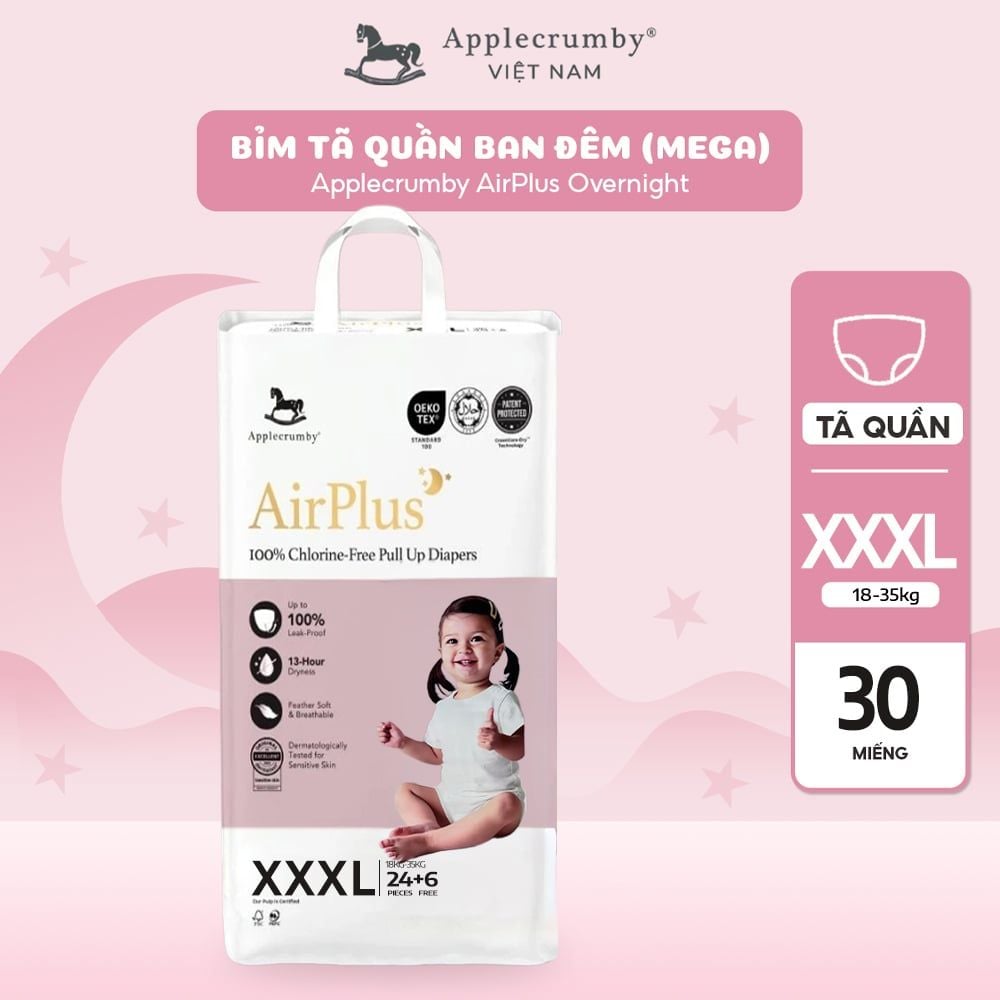  (MEGA) BỈM TÃ QUẦN ĐÊM APPLECRUMBY AIRPLUS OVERNIGHT 