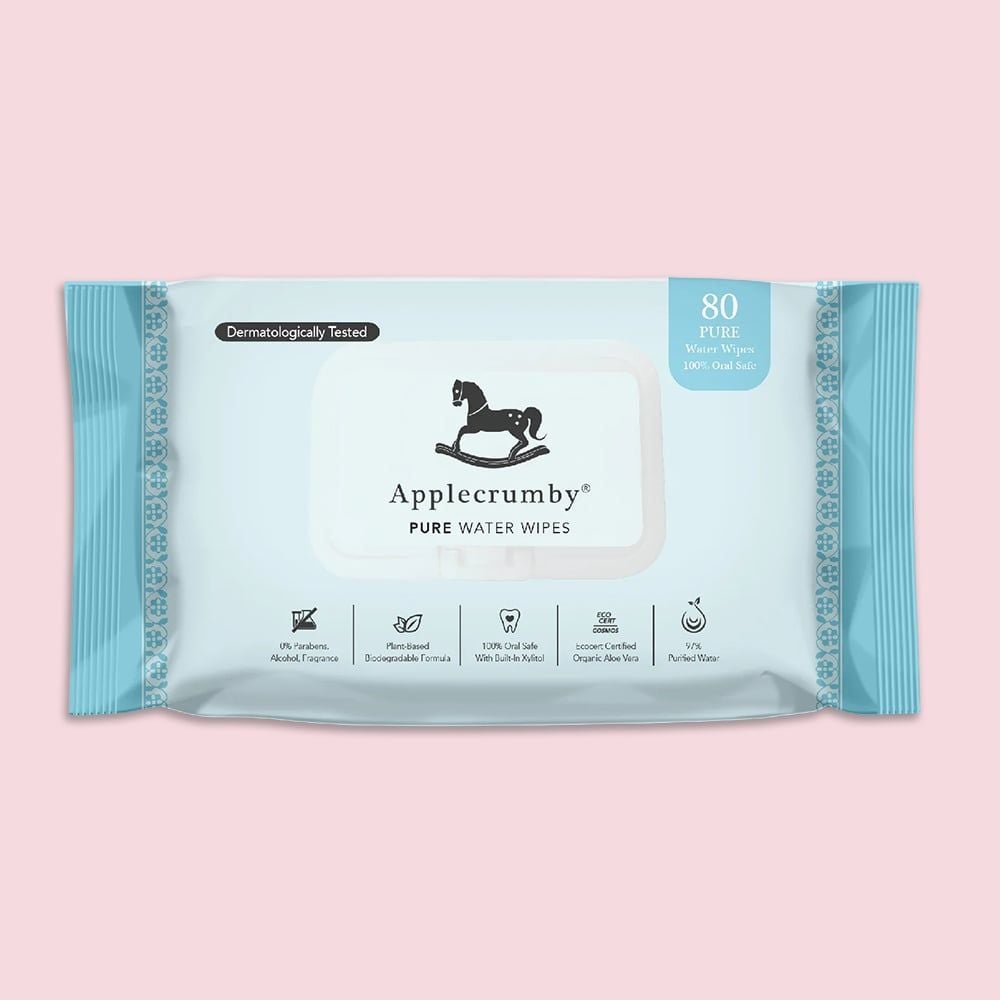  Khăn giấy ướt cao cấp Applecrumby Pure Water Wipes, nước tinh khiết - 80 Tờ 