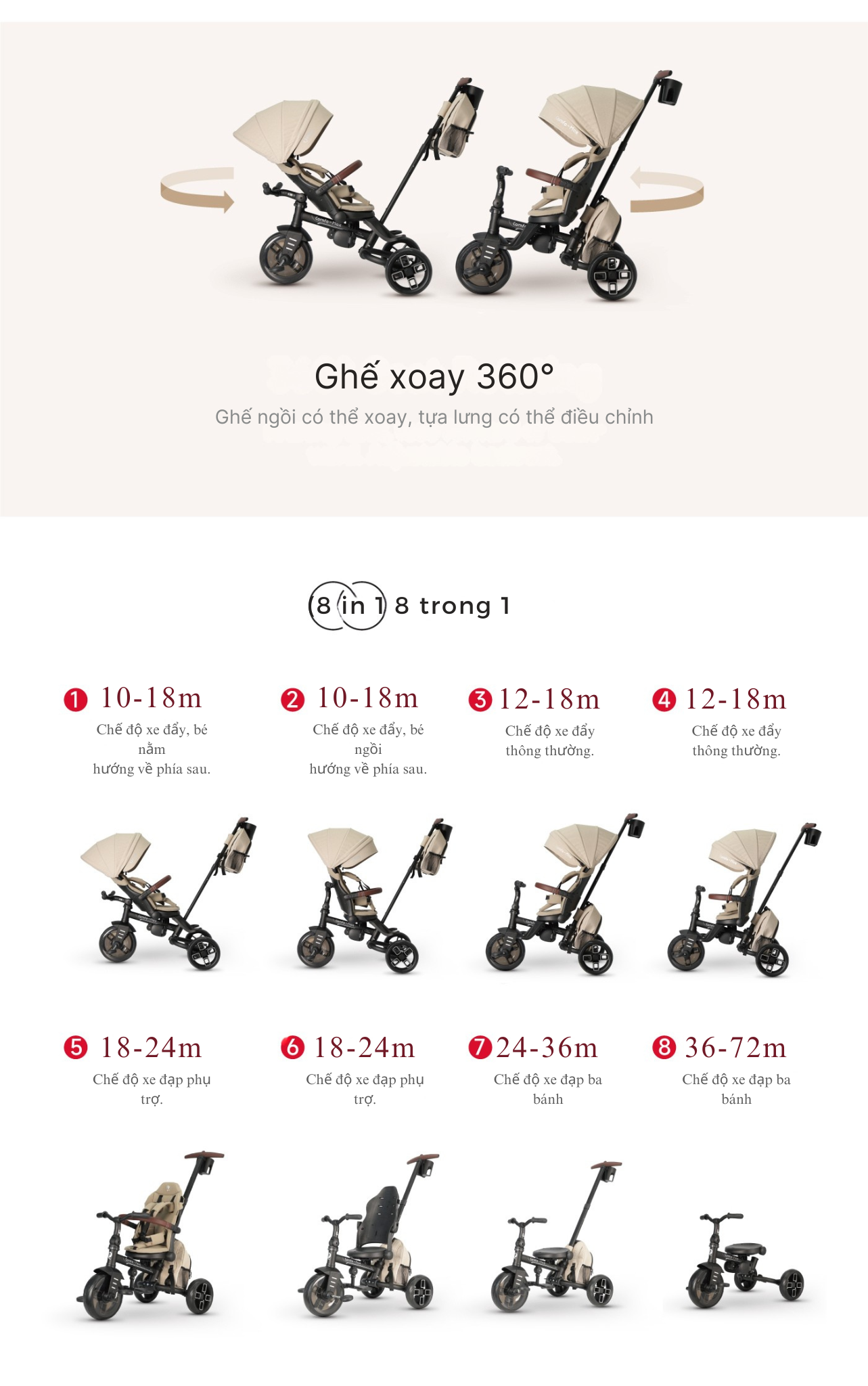  Xe đẩy 3 bánh Qplay Comfo Max 