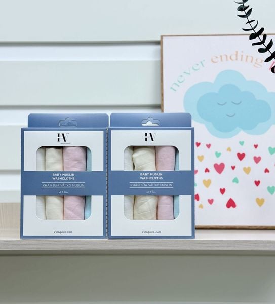  Hộp 4 Khăn Sữa Sợi Tre HV Bedding (30x30 cm) 