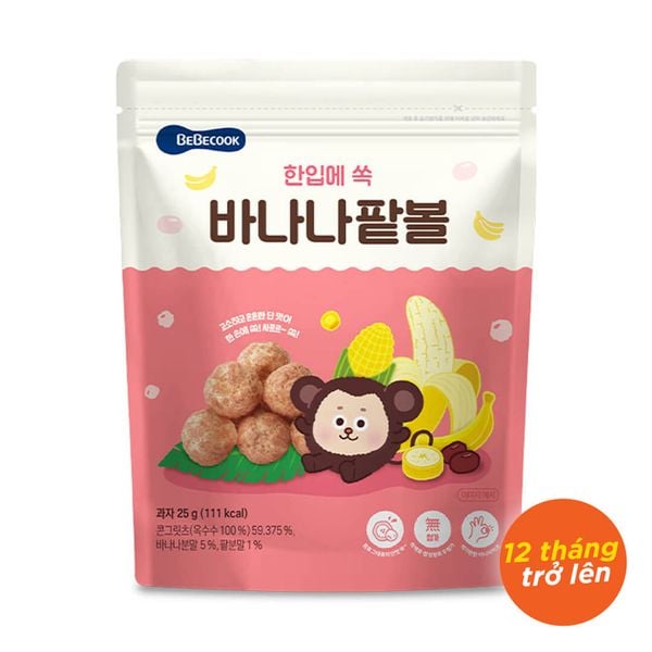  Bánh Bỏng Bi Bebecook - Vị Chuối Và Đậu Đỏ 25g 