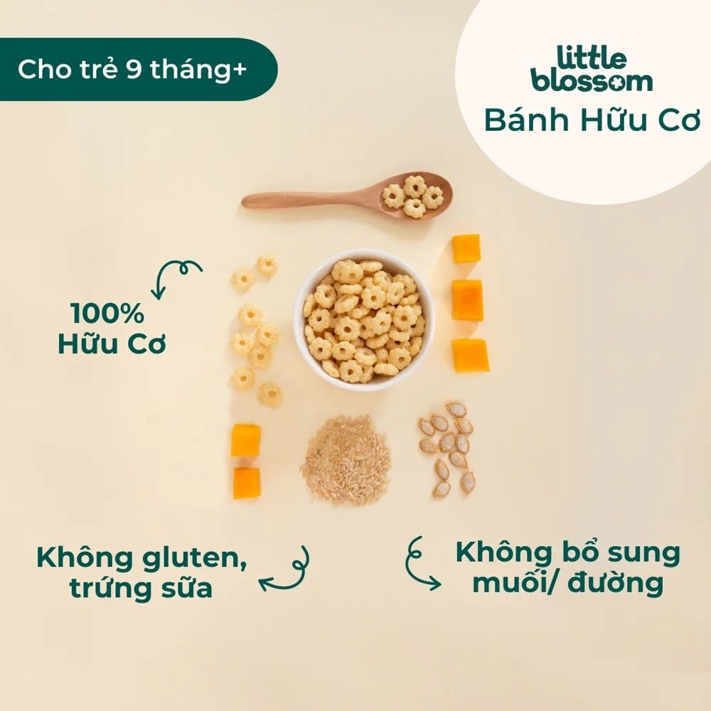  Bánh Puffs Gạo Lứt Hữu Cơ Little Blossom Vị Bí Ngô 40g 
