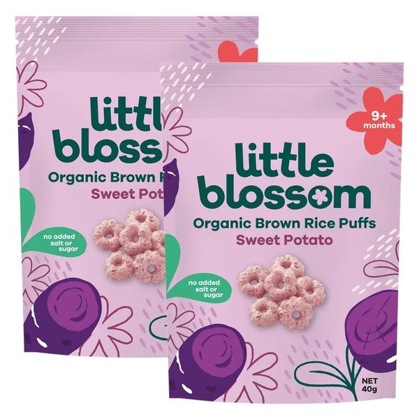  Bánh Puffs Gạo Lứt Hữu Cơ Little Blossom Vị Khoai Lang Tím 40g 