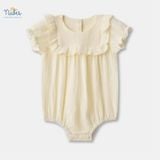  Bộ áo liền quần romber Nubes cho bé gái cổ bèo vuông be (6-9M) 