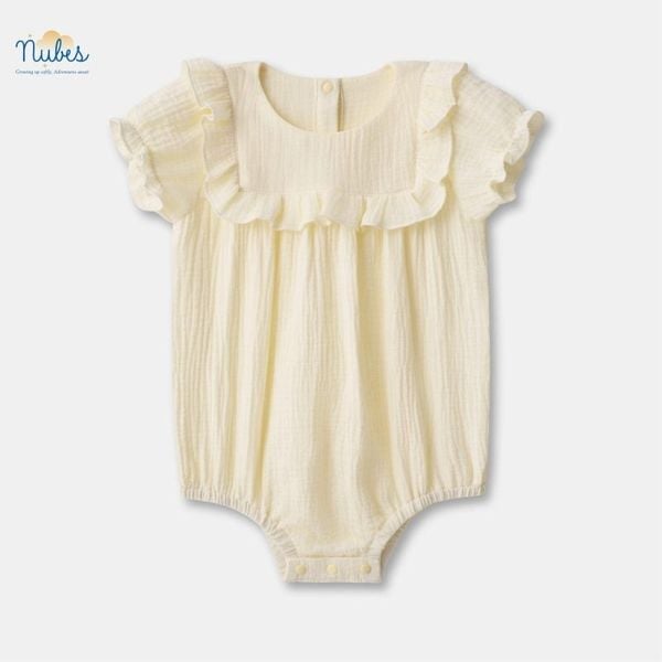  Bộ áo liền quần romber Nubes cho bé gái cổ bèo vuông be (6-9M) 