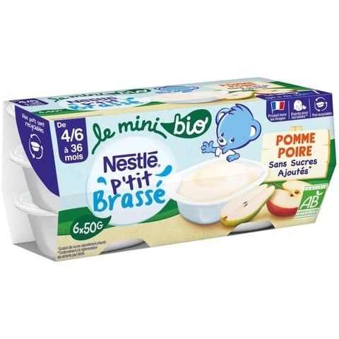  Sữa Chua Hữu Cơ Nestle P’tit Mini Brasse Bio 6M+ (50g x 6) (A) 