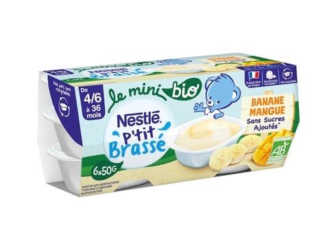  Sữa Chua Hữu Cơ Nestle P’tit Mini Brasse Bio 6M+ (50g x 6) (A) 