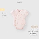  Bodysuit cộc tay Nous màu hồng in tràn họa tiết 