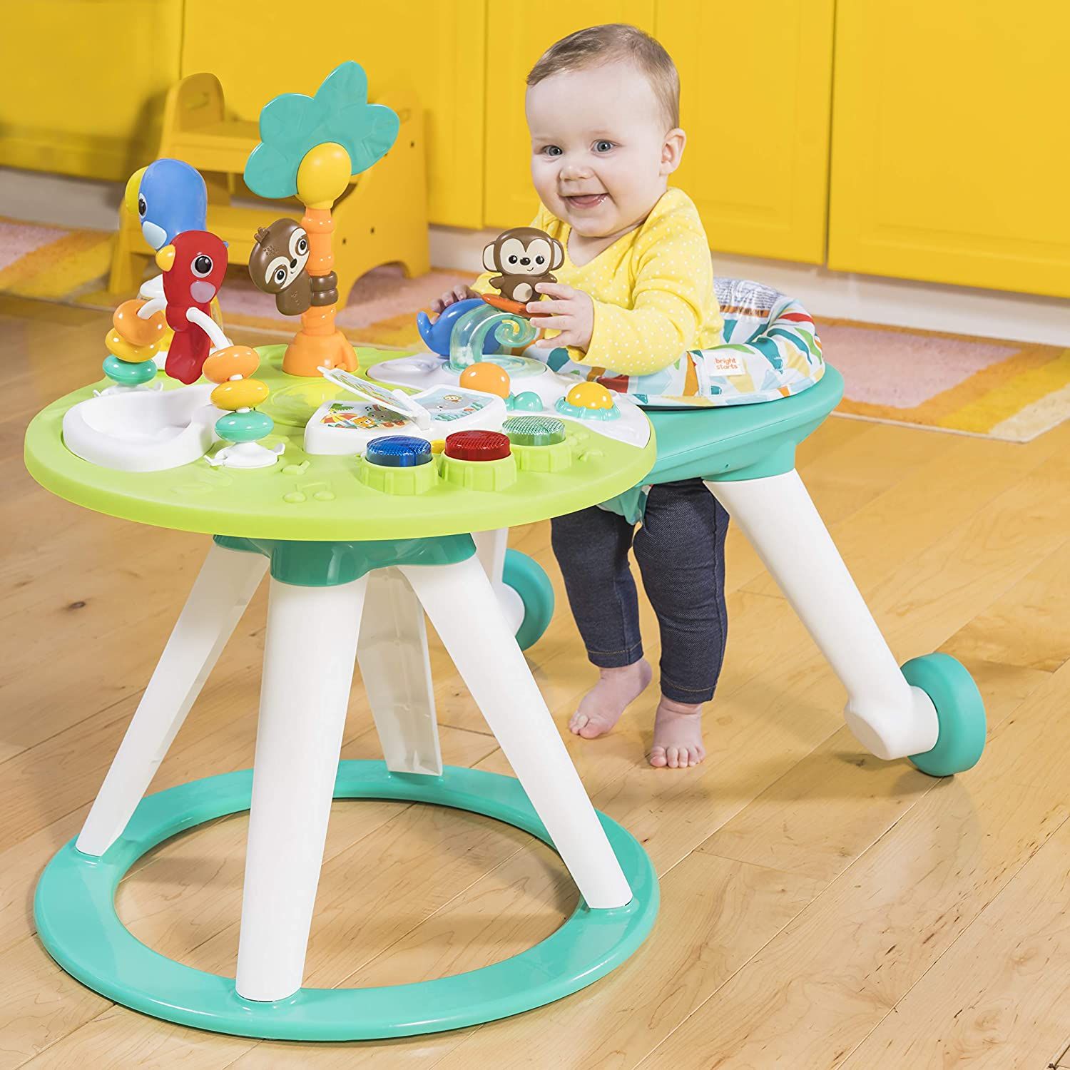  (A) Xe tập đi Bright Starts Around We Go 2-in-1 Walk-Around Activity Center & Table, Tropic Cool 