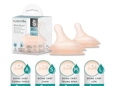  Set 2 Núm Ti Silicone Thay Thế Bình Sữa Zero Zero Suavinex 