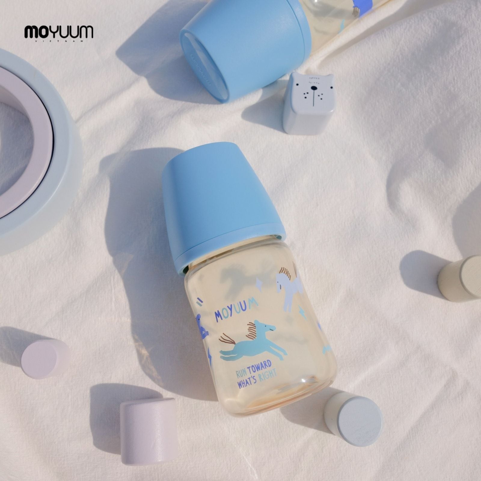  Bình Sữa PPSU Moyuum Thế hệ 3 - Mẫu Ngựa Aqua Blue 