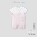  Bộ liền cộc Nous kẻ caro hồng phối trắng 