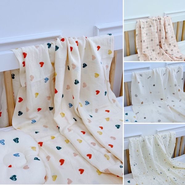  Chăn Vải Hè Cho Bé Từ Sơ Sinh HV Bedding (90x130 cm) 