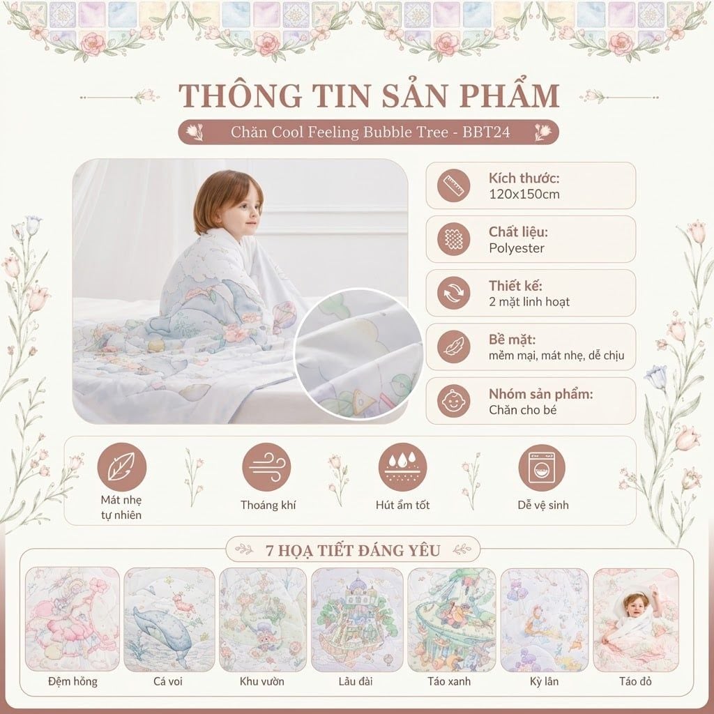 Chăn Cool Feeling Bubble Tree làm mát mềm thoáng 