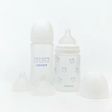  (A) Bình Sữa Thủy Tinh Ubmom Phủ Silicone Kèm Núm - Màu Trắng 