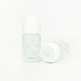  (A) Bình Sữa Thủy Tinh Ubmom Phủ Silicone Kèm Núm - Màu Trắng 