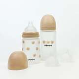  Bình Sữa Thủy Tinh Ubmom Phủ Silicone Kèm Núm - Màu Nâu 