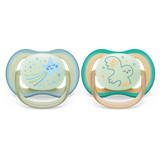  Set 2 Ti Giả Philips Avent Thông Khí Ultra Air Nighttime Phát Quang (0-6M) 
