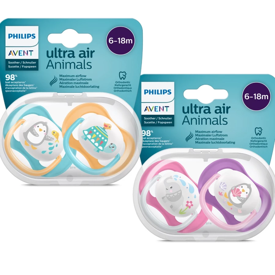  Set 2 Ti Giả Philips Avent Thông Khí Ultra Air Animal (6-18M) 