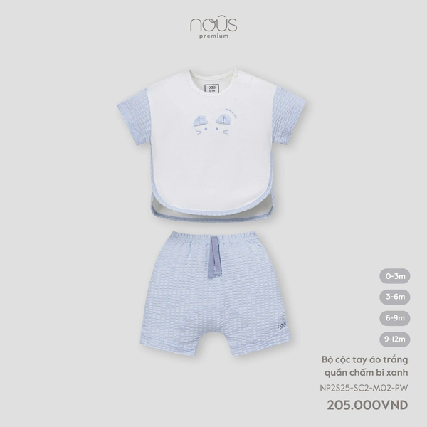  Bộ cộc tay Nous áo trắng quần xanh 
