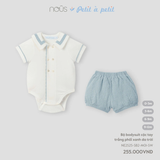  Bộ bodysuit cộc tay Nous trắng phối xanh da trời 