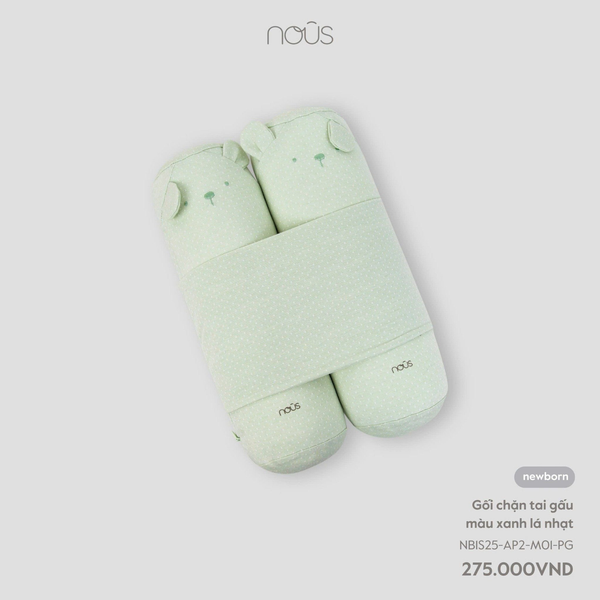  Gối chặn Nous tai gấu màu xanh lá nhạt NB 