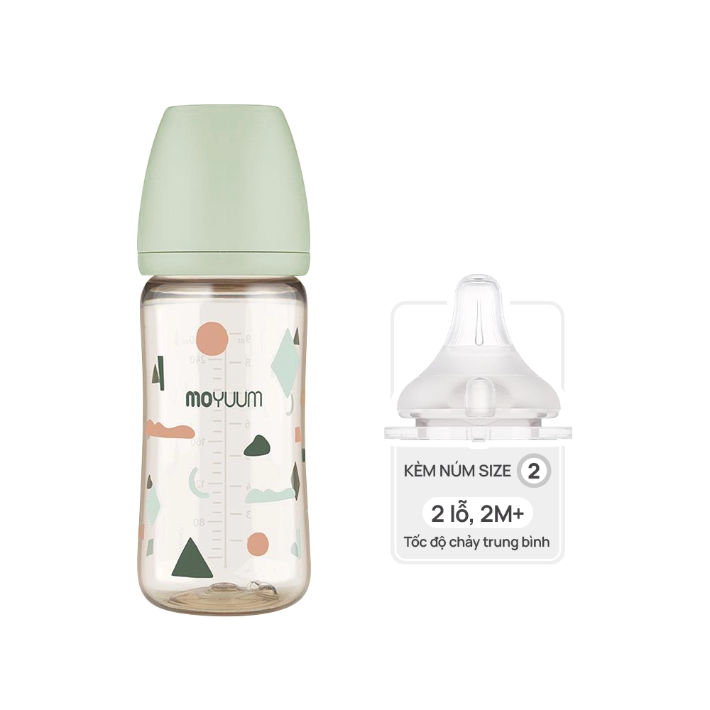  Bình Sữa PPSU Cổ Rộng Moyuum Mây Xanh 