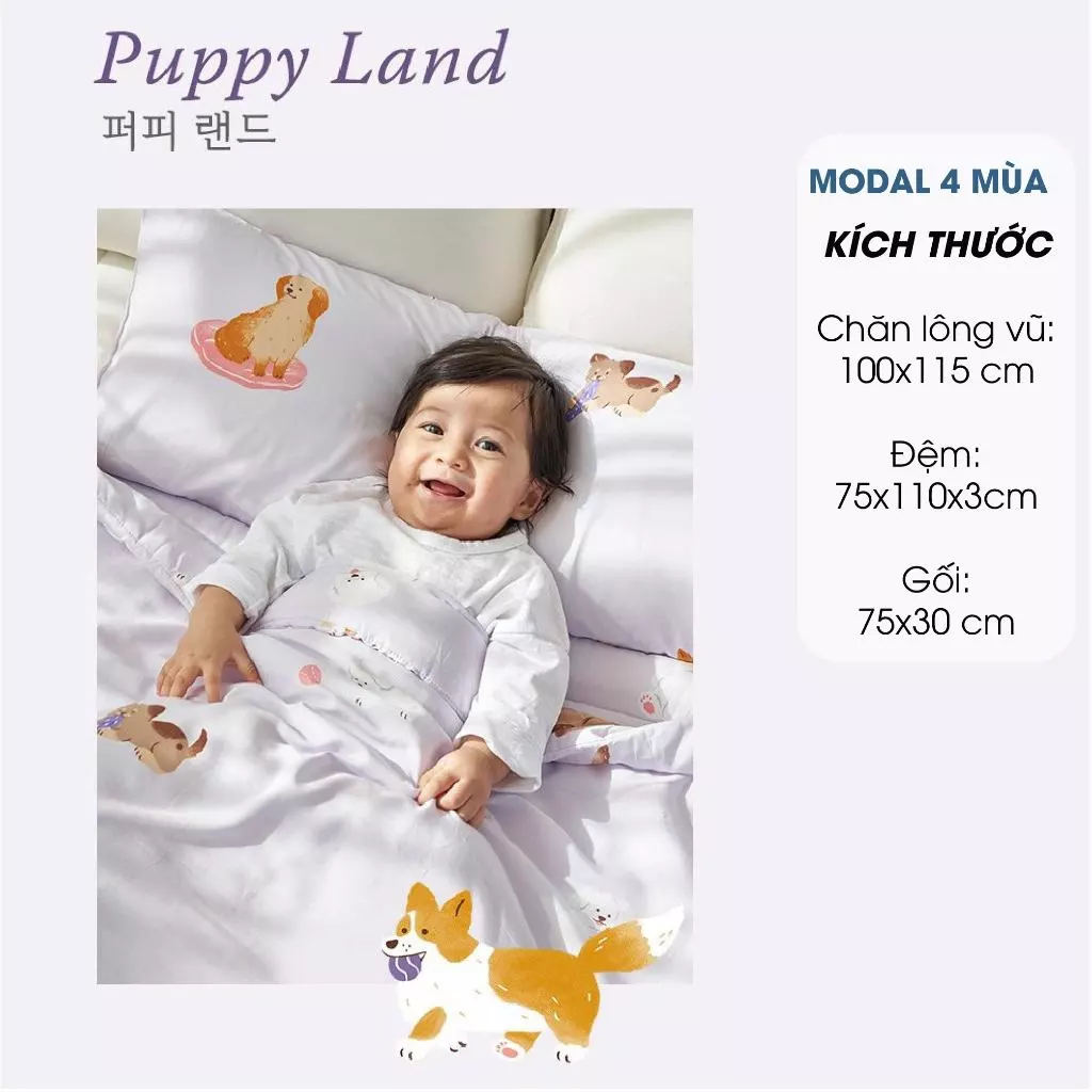  Set Chăn Nệm Gối Cho Bé Đi Học Dono&Dono Modal 4 Mùa 