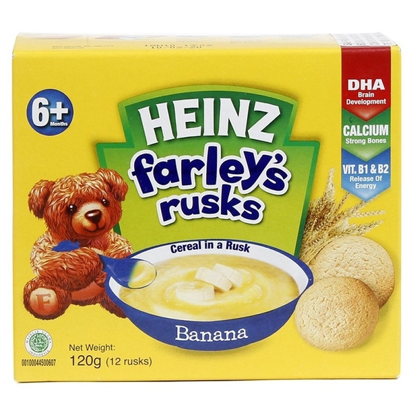  Bánh Quy Ăn Dặm Vị Chuối HEINZ Farley 120G (Bé 6 Tháng Tuổi) 