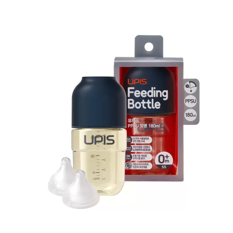  (A) Bình sữa cao cấp UPIS Hàn Quốc cho bé từ 0M+ size SS 180ml 