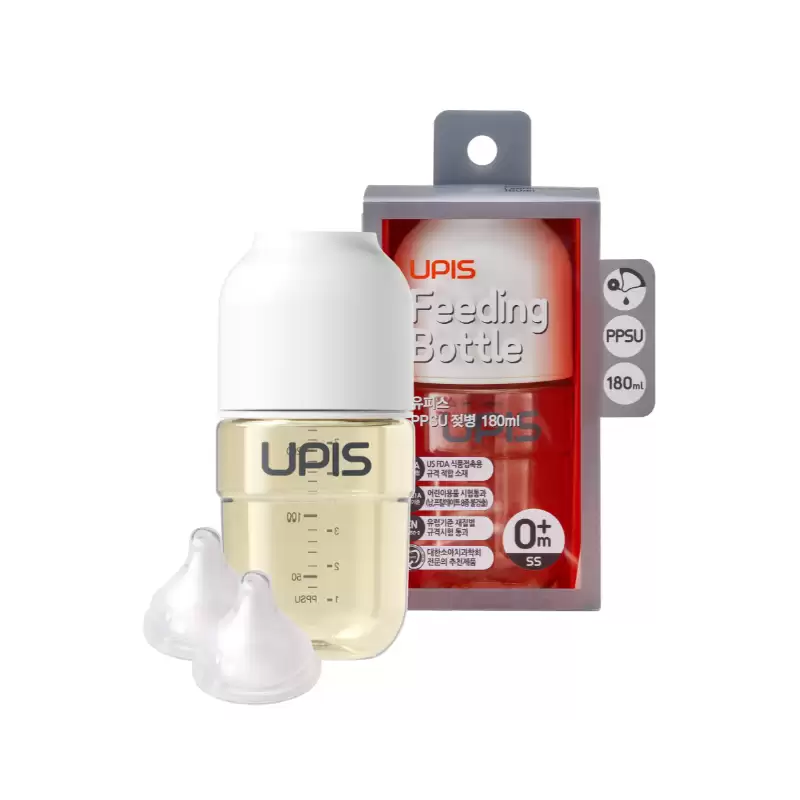  (A) Bình sữa cao cấp UPIS Hàn Quốc cho bé từ 0M+ size SS 180ml 